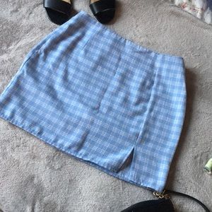 Blue plaid skirt